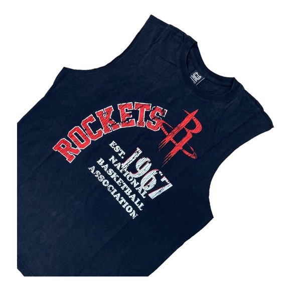 New Ultra Game NBA Houston Rockets Mens Size XL Black Cut Off Muscle T-Shirt NWT - Picture 2 of 7